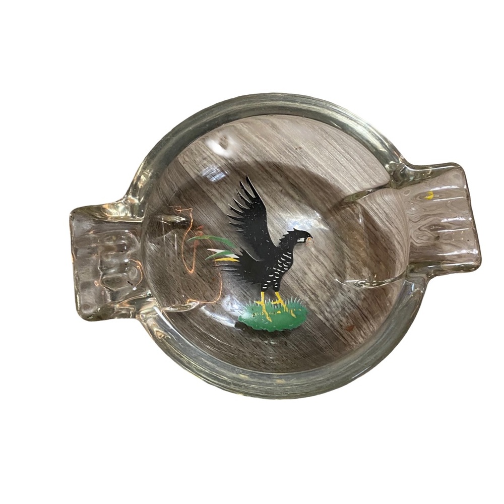 Vtg Heavy Rooster Ashtray Clear Federal‎ Glass Company 1950's-60's